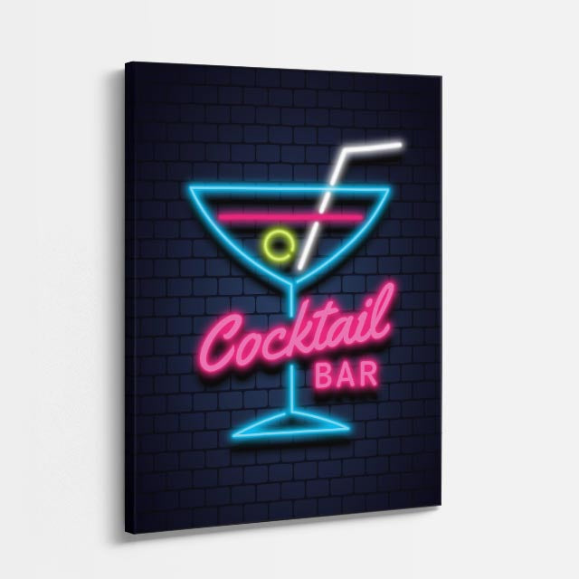 cuadro canvas bebidas cocktail neon estilo contemporáneo