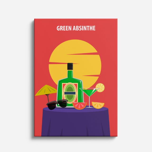 cuadro canvas bebidas absenta verde estilo contemporáneo