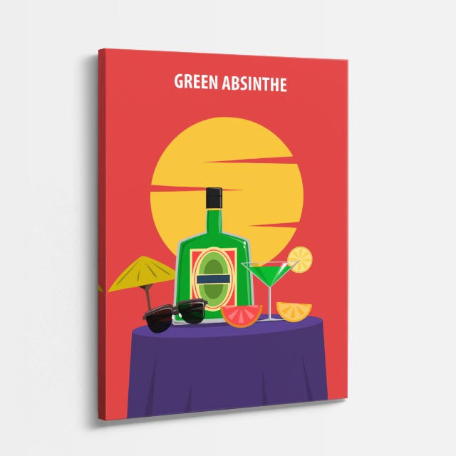 cuadro canvas bebidas absenta verde estilo contemporáneo