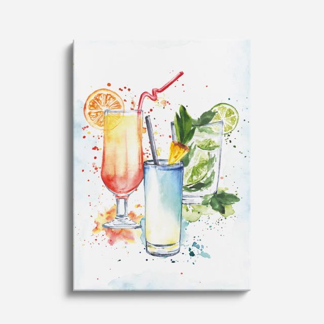 cuadro canvas bebidas cocteles acuarela estilo contemporáneo