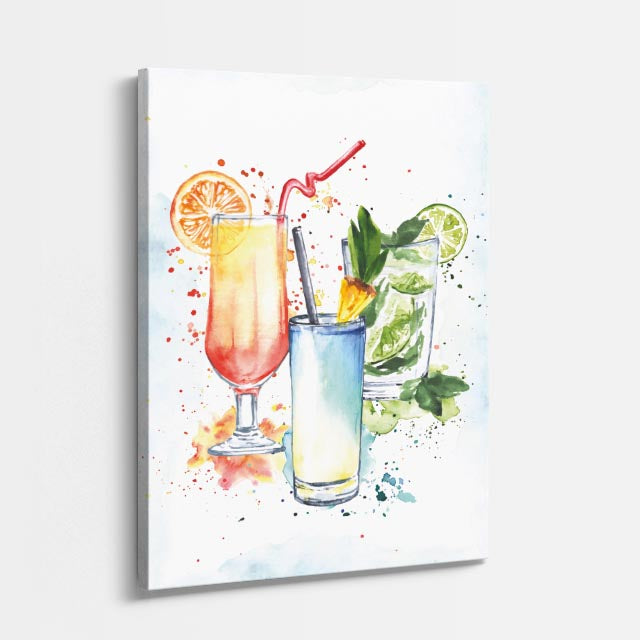 cuadro canvas bebidas cocteles acuarela estilo contemporáneo