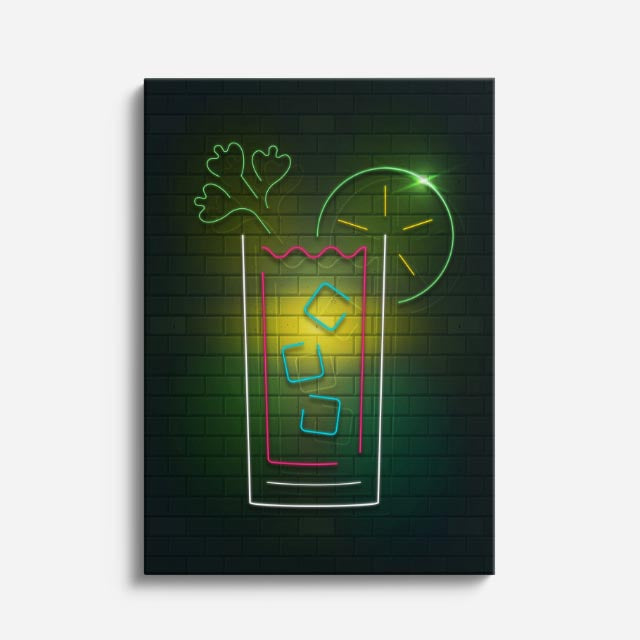 cuadro canvas bebidas neón refresco estilo contemporáneo