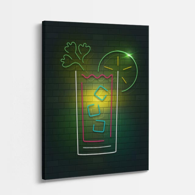 cuadro canvas bebidas neón refresco estilo contemporáneo