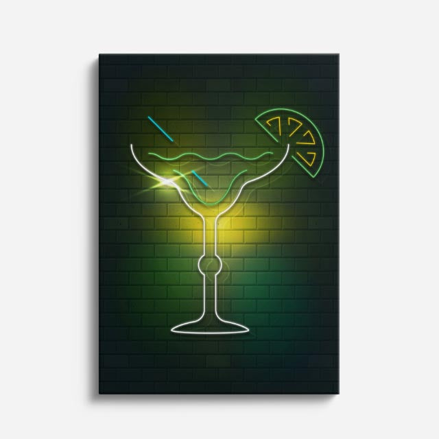cuadro canvas bebidas neón martini estilo contemporáneo