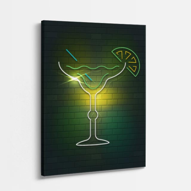 cuadro canvas bebidas neón martini estilo contemporáneo