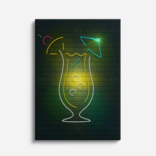 cuadro canvas bebidas neón drink estilo contemporáneo