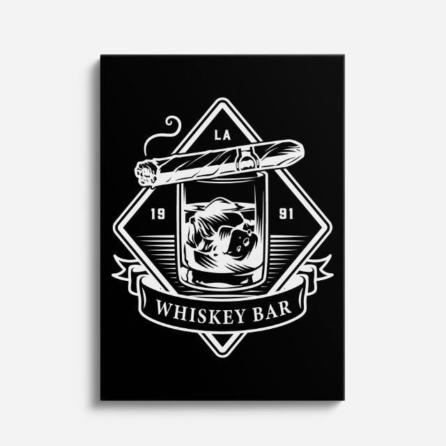 cuadro canvas bebidas whiskey badge estilo contemporáneo