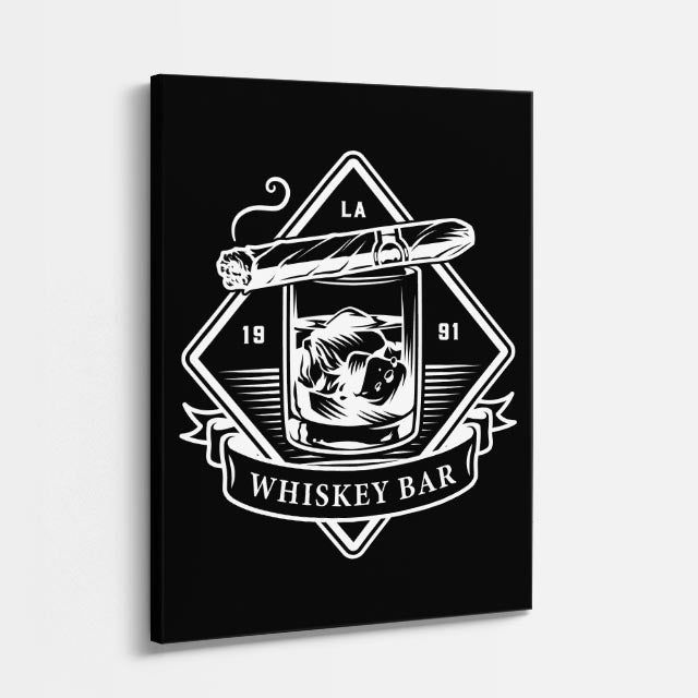 cuadro canvas bebidas whiskey badge estilo contemporáneo