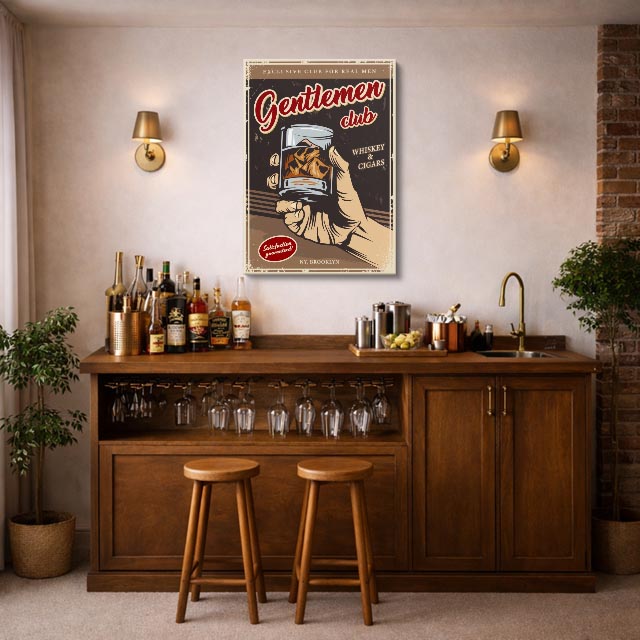 cuadro canvas bebidas gentleman club estilo contemporáneo