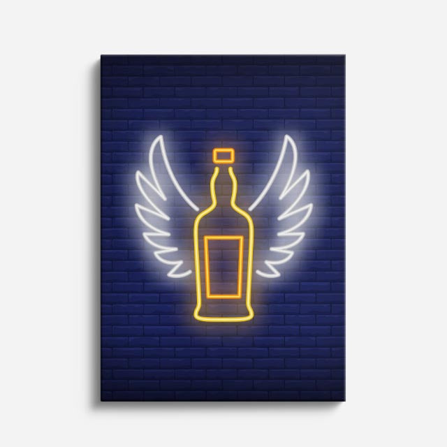 cuadro canvas bebidas neón botella estilo contemporáneo