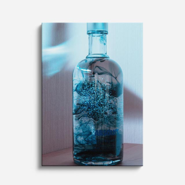 cuadro canvas bebidas botella azul estilo contemporáneo