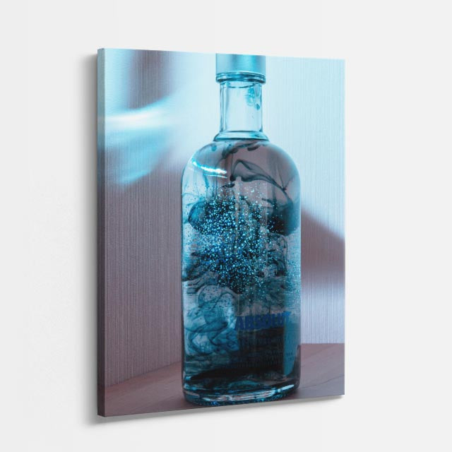 cuadro canvas bebidas botella azul estilo contemporáneo