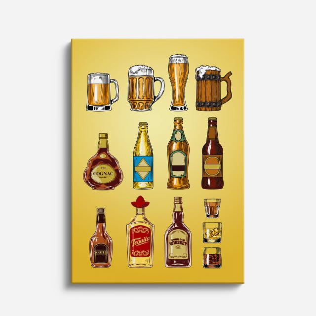 cuadro canvas bebidas beer icons estilo contemporáneo