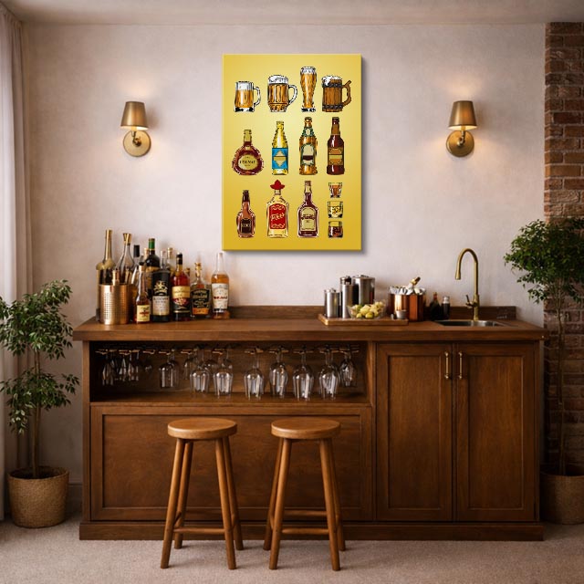 cuadro canvas bebidas beer icons estilo contemporáneo