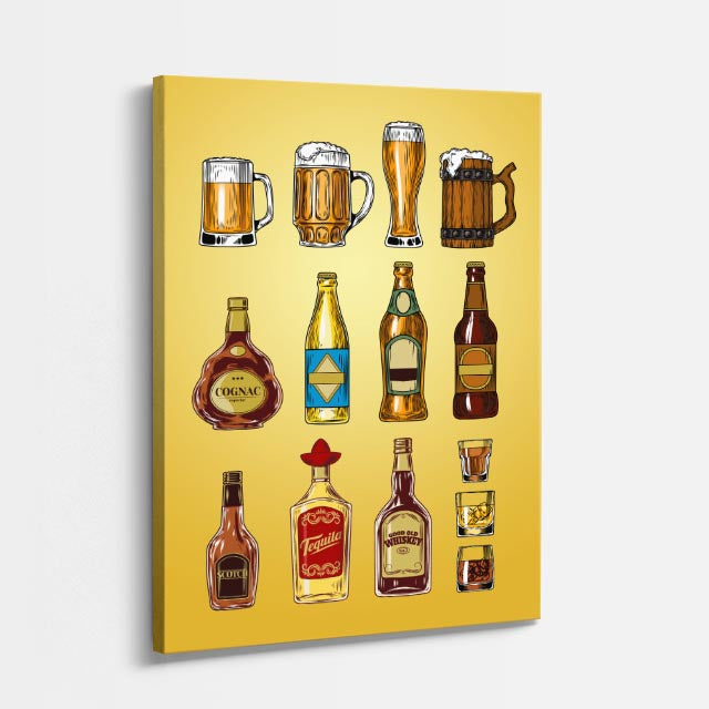 cuadro canvas bebidas beer icons estilo contemporáneo
