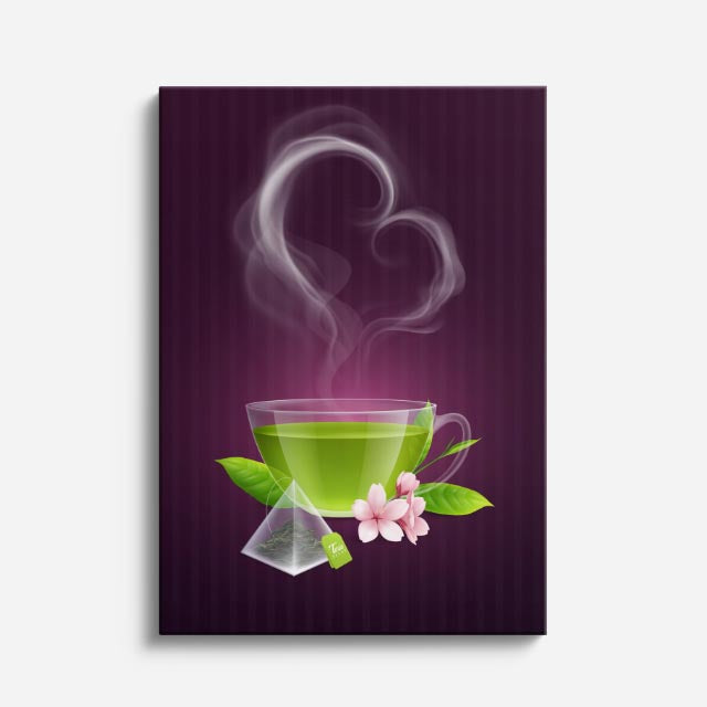 cuadro canvas te y cafe té verde zen estilo contemporáneo