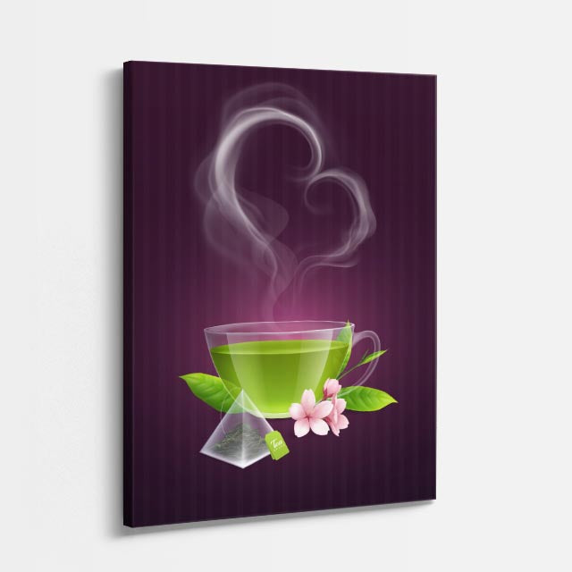 cuadro canvas te y cafe té verde zen estilo contemporáneo