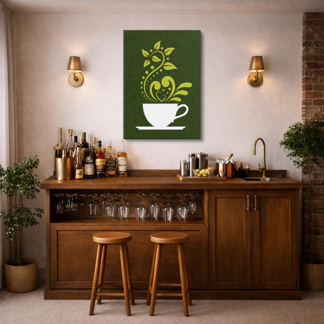 cuadro canvas te y cafe taza orgánica estilo contemporáneo