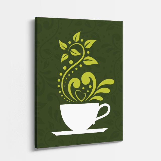 cuadro canvas te y cafe taza orgánica estilo contemporáneo