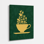 cuadro canvas te y cafe taza botánica estilo contemporáneo