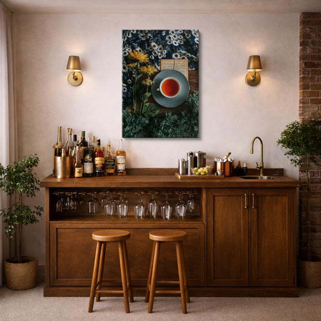 cuadro canvas te y cafe té naturaleza estilo contemporáneo