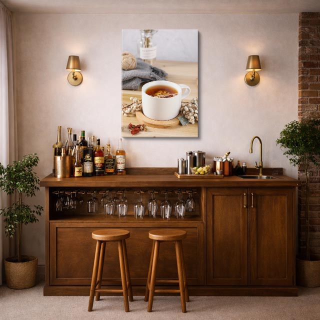 cuadro canvas te y cafe taza café estilo contemporáneo