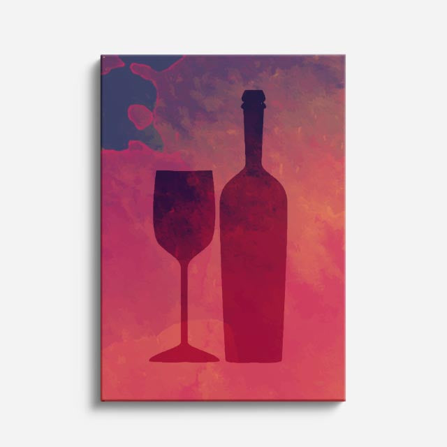 cuadro canvas vino vino silueta estilo contemporáneo