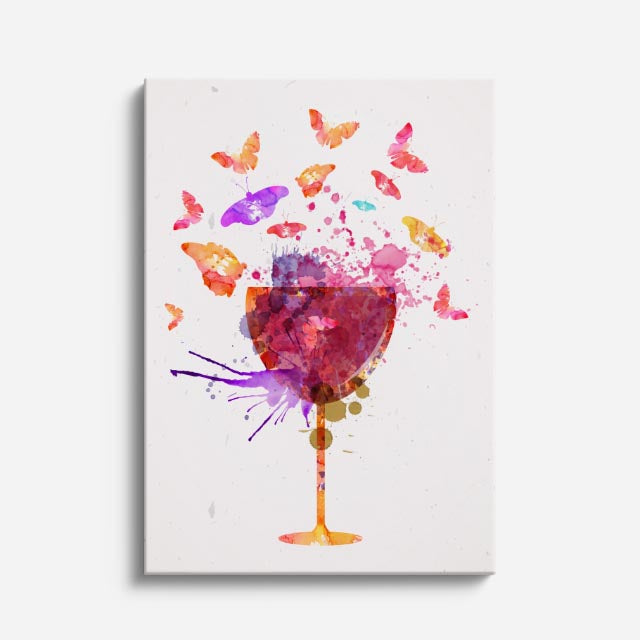 cuadro canvas vino copa splash estilo contemporáneo