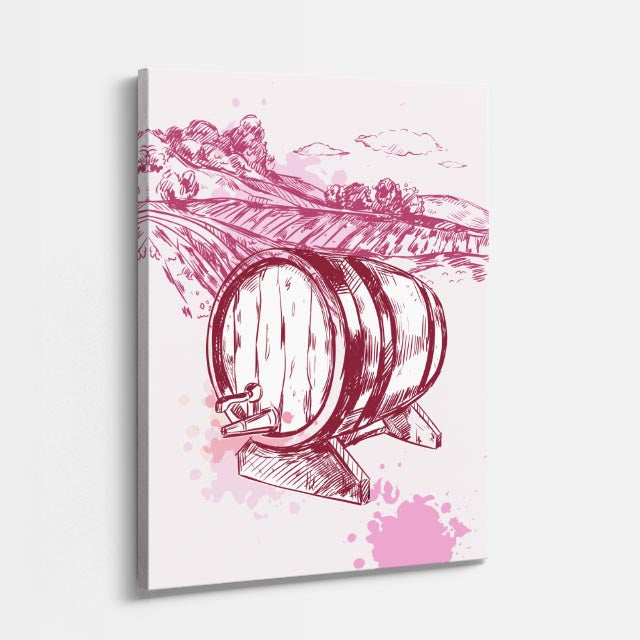 cuadro canvas vino barrica clásica estilo contemporáneo