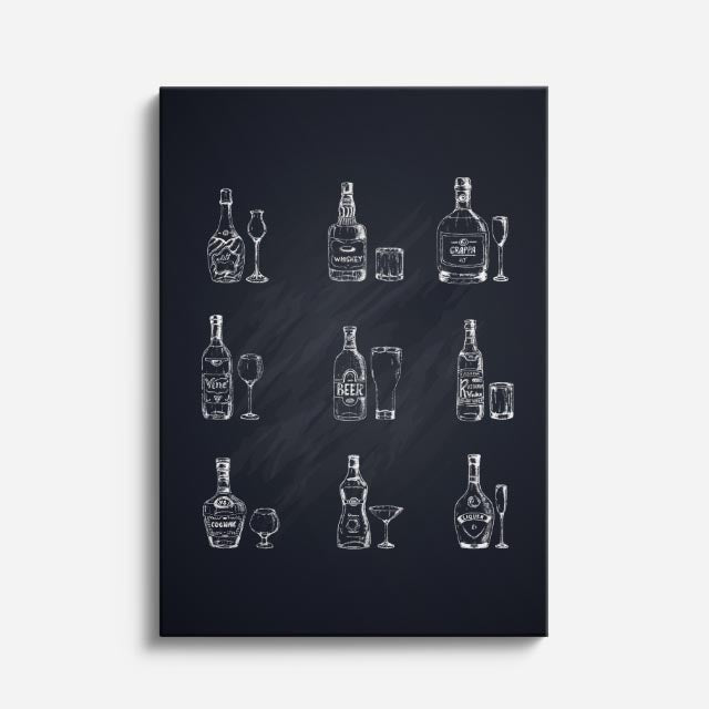 cuadro canvas vino iconos vino estilo contemporáneo