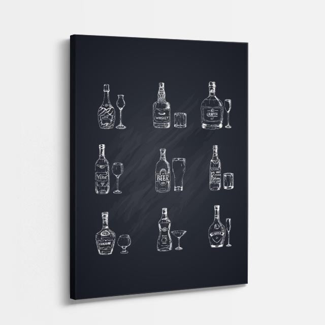 cuadro canvas vino iconos vino estilo contemporáneo