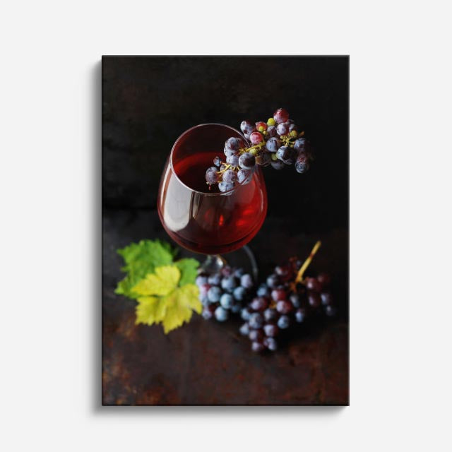 cuadro canvas vino copa uva estilo contemporáneo
