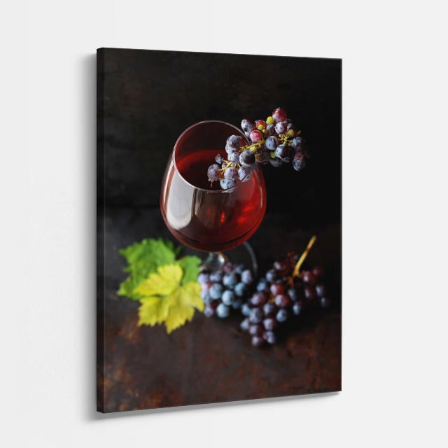 cuadro canvas vino copa uva estilo contemporáneo