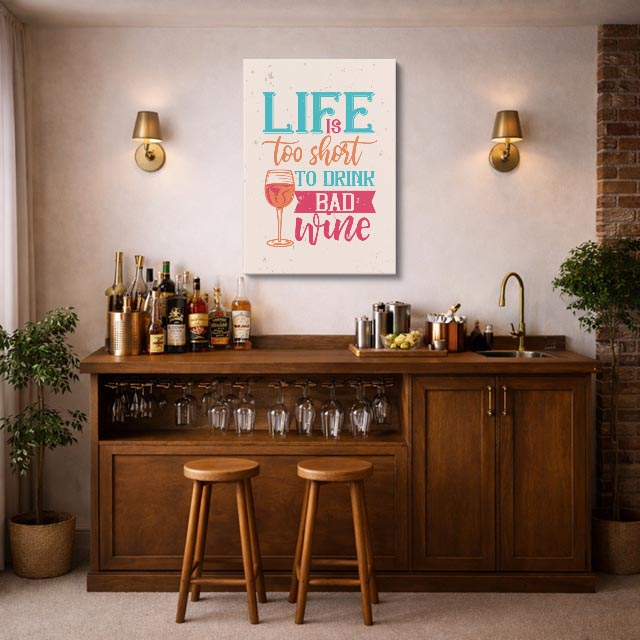cuadro canvas vino frase vino estilo contemporáneo