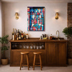 cuadro canvas vino botellas arte estilo contemporáneo