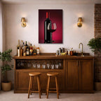 cuadro canvas vino botella roja estilo contemporáneo