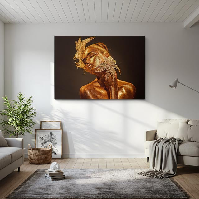 cuadro canvas fantasía dorada estilo artístico contemporáneo