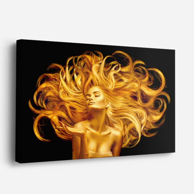 cuadro canvas melena dorada estilo arte digital contemporáneo
