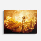 cuadro canvas figura con velo de fuego estilo contemporáneo