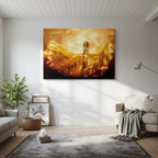 cuadro canvas figura con velo de fuego estilo contemporáneo
