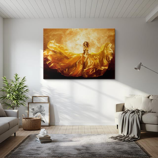 cuadro canvas figura con velo de fuego estilo contemporáneo