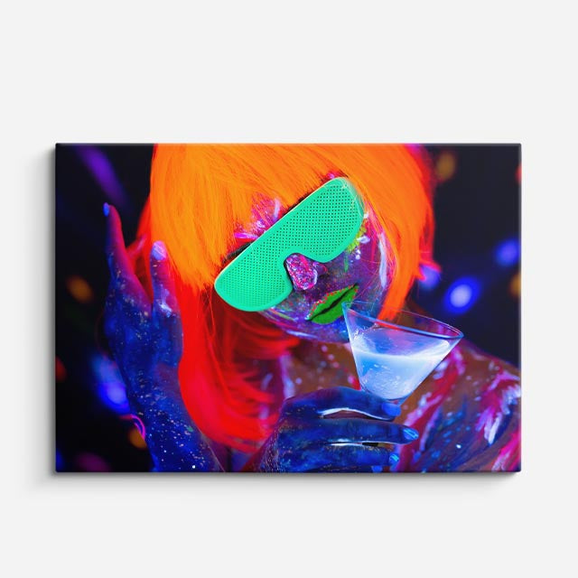 cuadro canvas retrato neón líquido estilo futurista contemporáneo