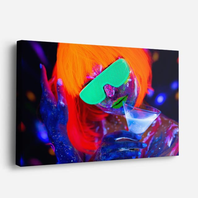 cuadro canvas retrato neón líquido estilo futurista contemporáneo
