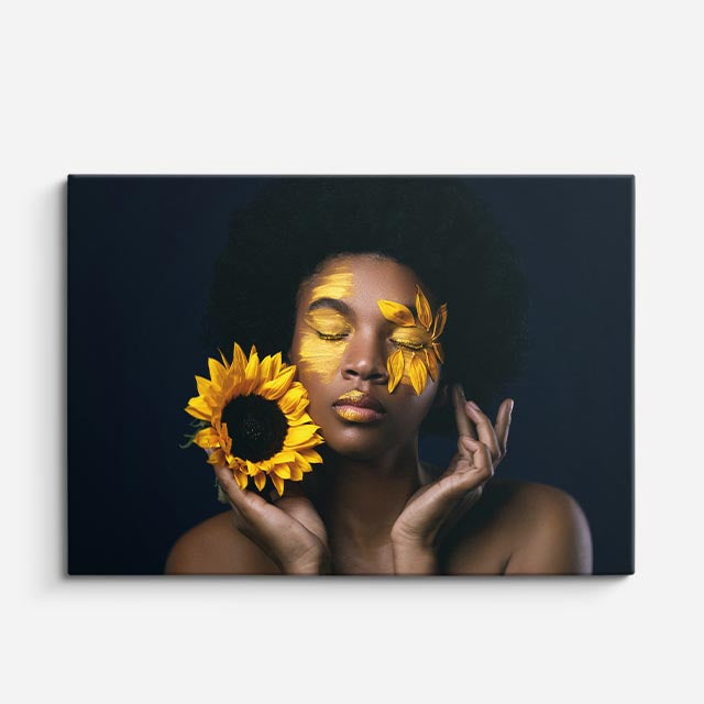 cuadro canvas retrato floral sol interior estilo contemporáneo