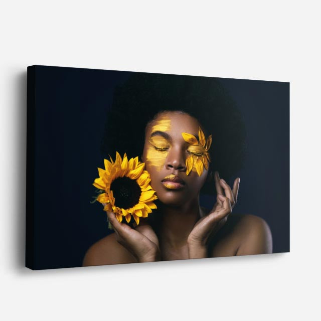 cuadro canvas retrato floral sol interior estilo contemporáneo