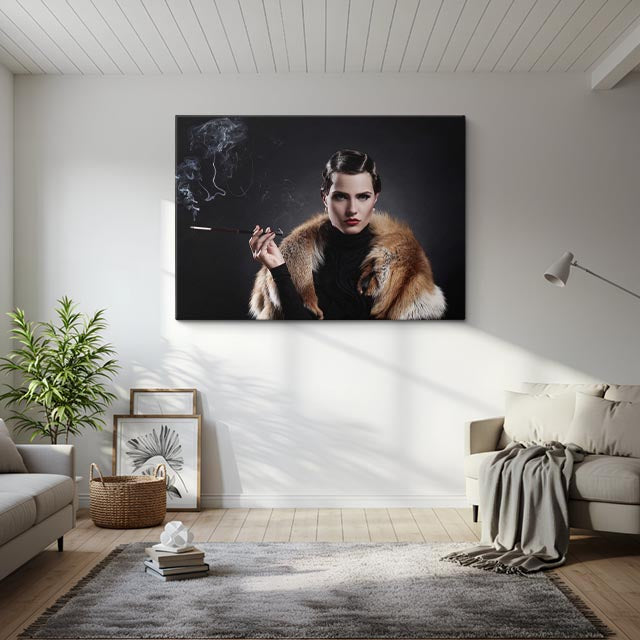 cuadro canvas retrato humo y piel estilo contemporáneo