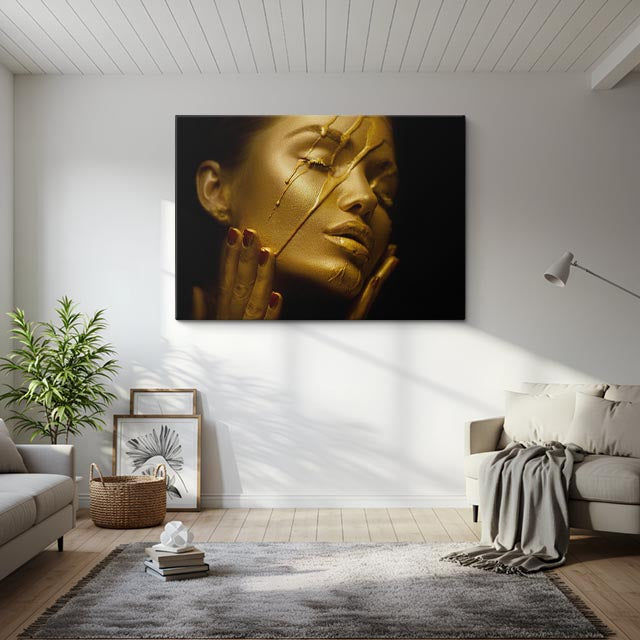cuadro canvas ritual dorado estilo contemporáneo premium
