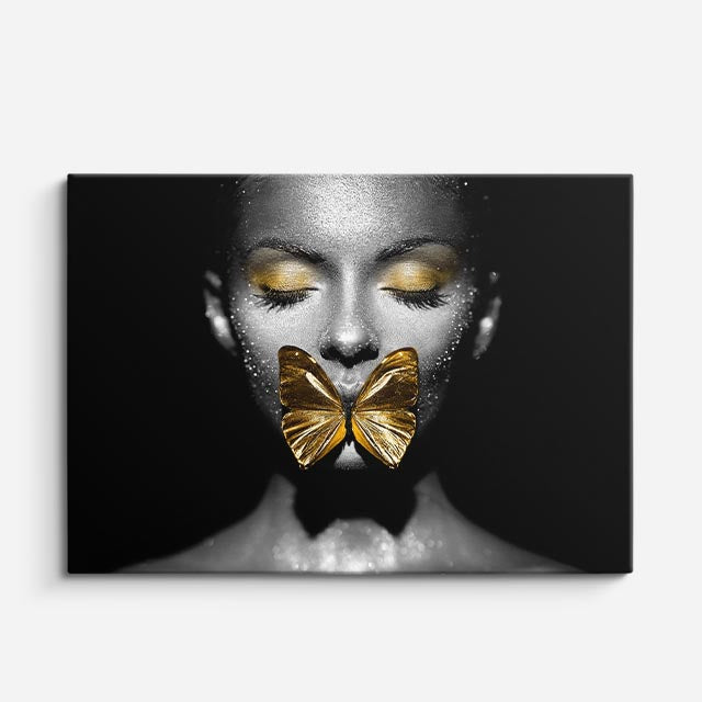 cuadro canvas silencio dorado estilo contemporáneo