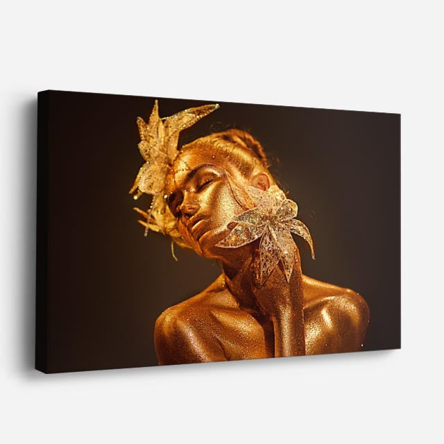 cuadro canvas máscara dorada