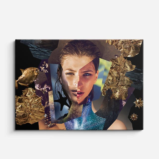 cuadro canvas rostro dorado moderno